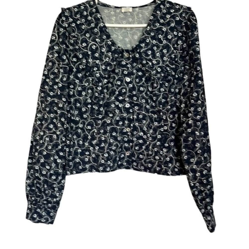 Aritzia Wilfred blue and white floral blouse size small